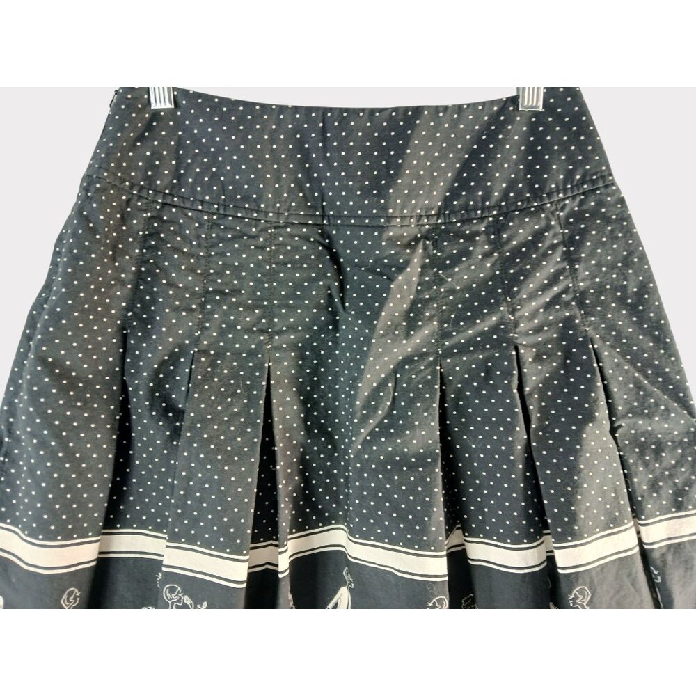 Vintage Liz Claiborne Black Polka Dot Pleated Skirt Size 8 P Petite Border Print - Picture 4 of 10